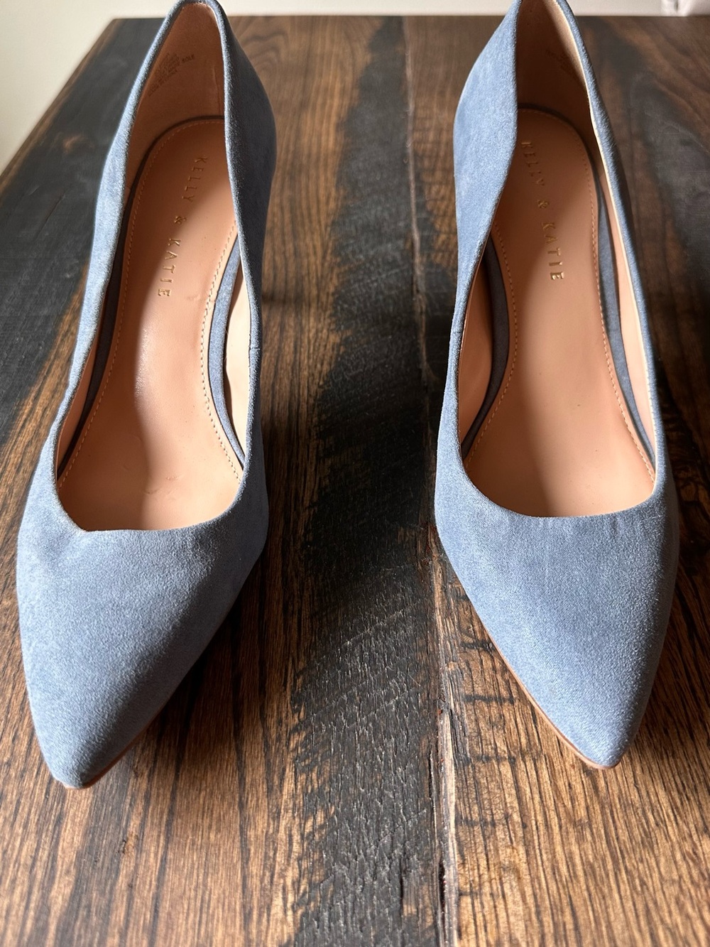 Kelly & Katie Shenna Pointed Toe Pumps-Dusty Blue Suede Heels- New- Size 9